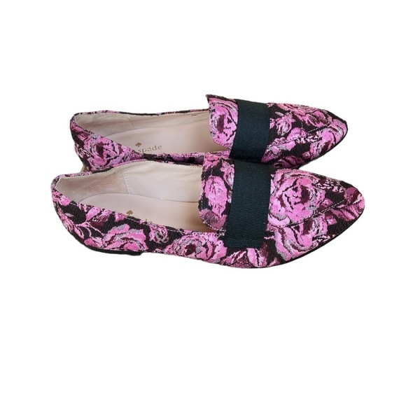 Kate Spade Corina Floral Brocade Loafers Pink Roses Size 6M - Picture 3 of 13
